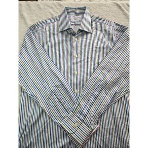 Charles Tyrwhitt Slim Fit 16 34 Multicolor Stripe Dress Shirt 100% Cotton Jermyn